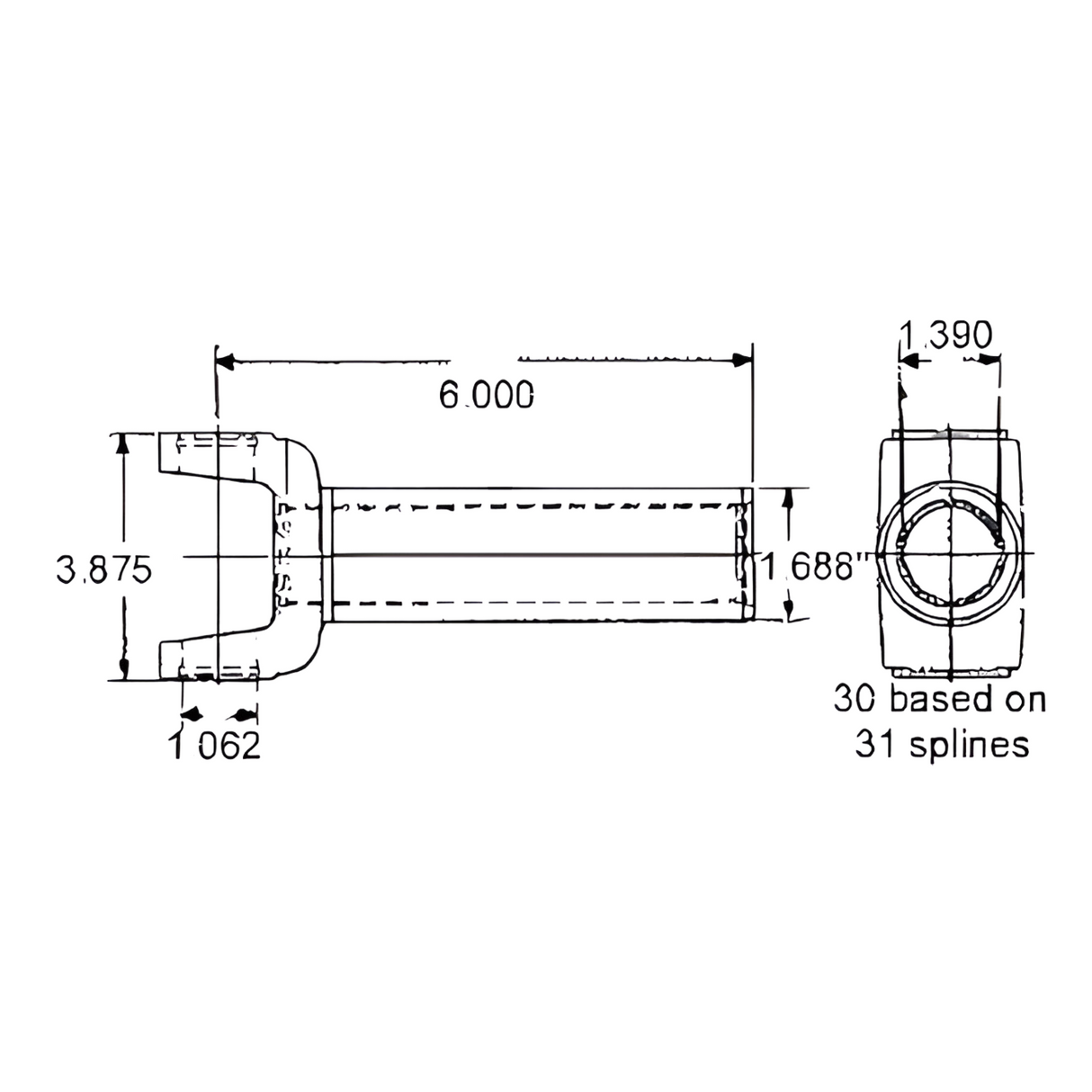 2-3-6041X Drive Shaft Transmission Slip Yoke | 1330 Series