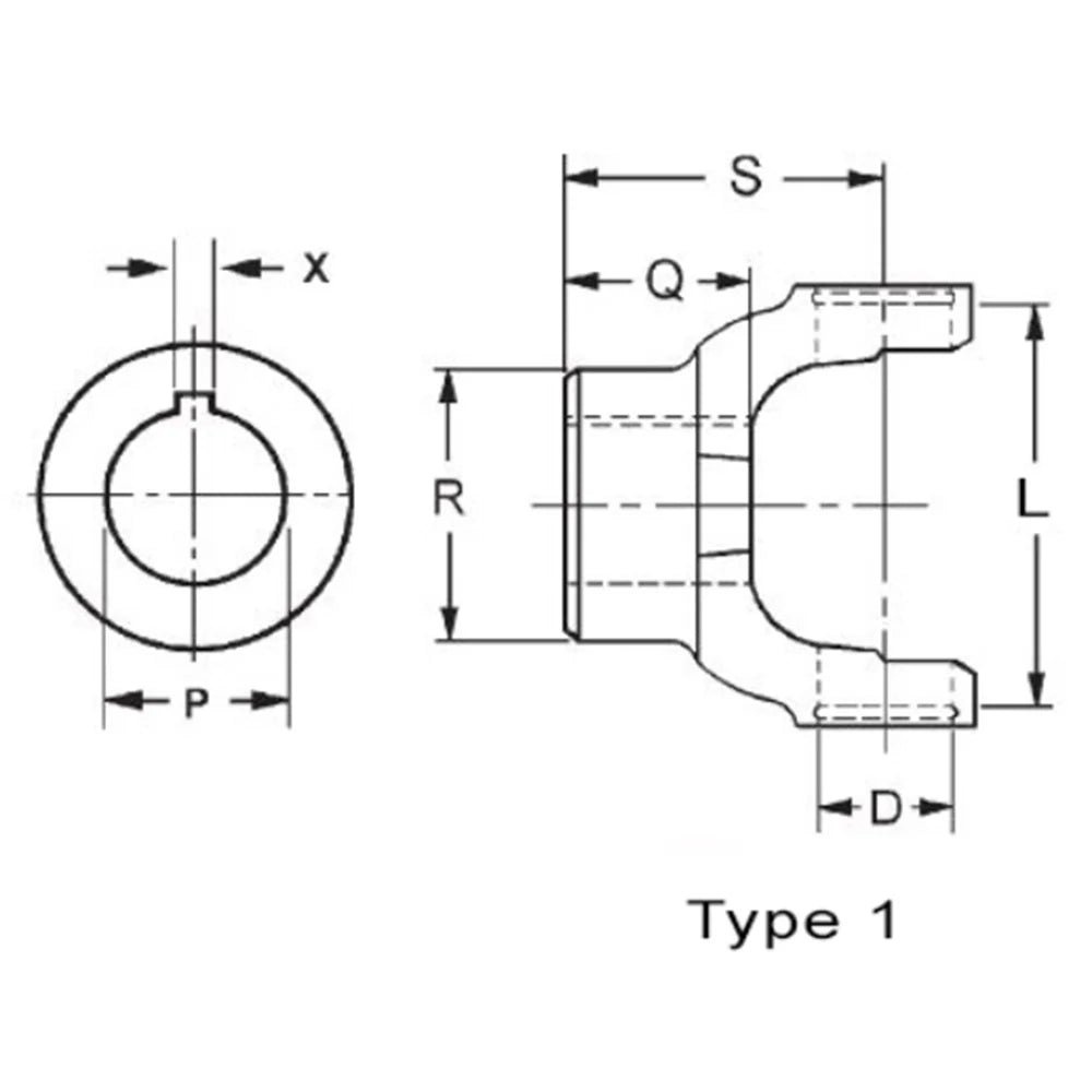 2-4-583 End Yoke with Straight Round Hole | 1310 Series