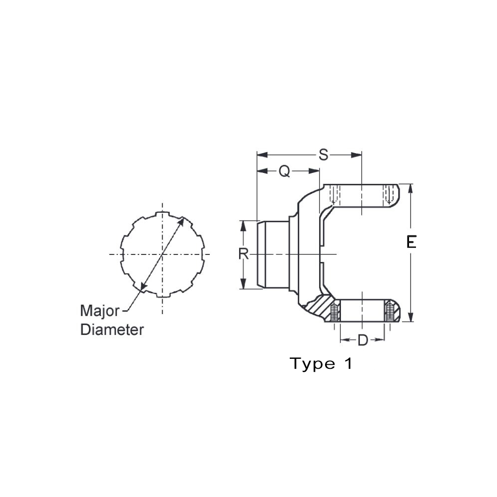 1204-241 End Yoke with Splined Hole | 1251 Series